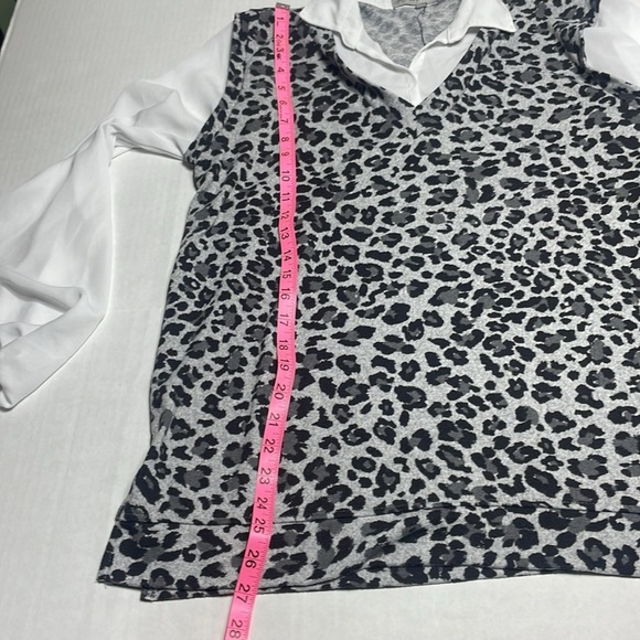 Absolutely Famous Leopard Print Gray & White Collared Blouse Women’s XL - Picture 8 of 8